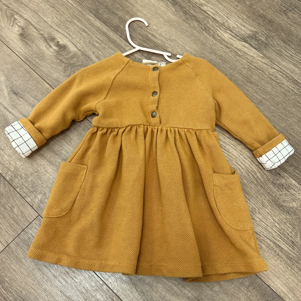 Zara girls mustard autumn dress with buttons